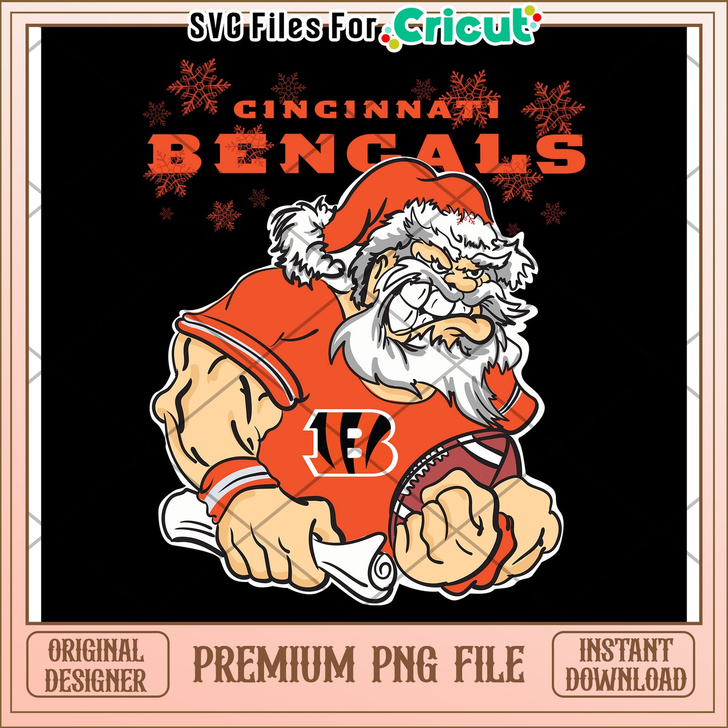 Cincinnati Bengals Santa PNG design, perfect for Cricut projects