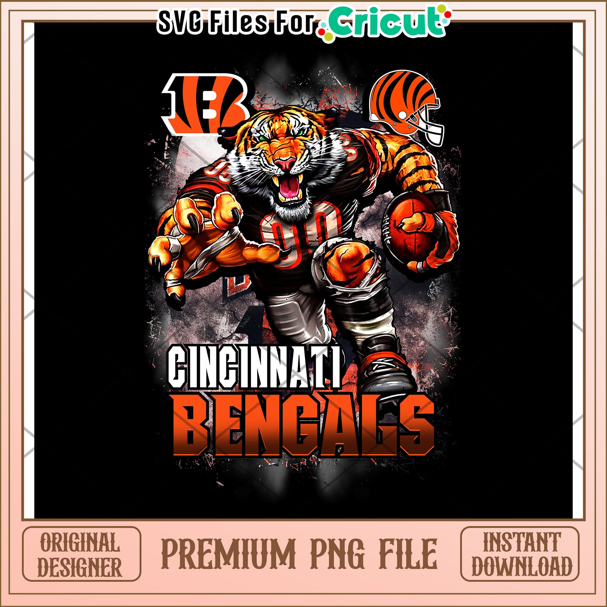 Cincinnati Bengals Tiger Art for Cricut, Premium Instant Download PNG