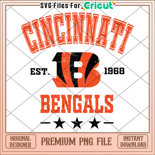 Cincinnati Bengals design file for Cricut, includes PNG download option