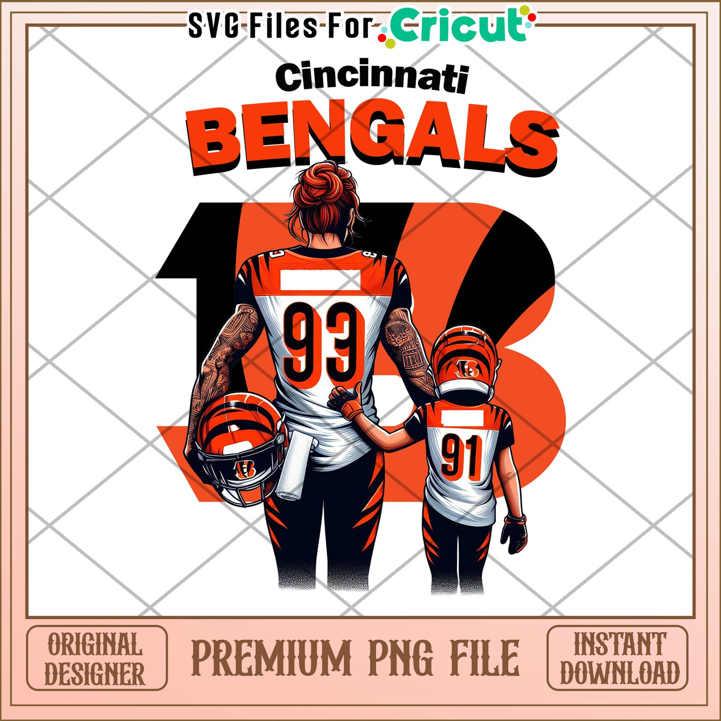 Cincinnati Bengals family design for craft lovers, premium PNG file