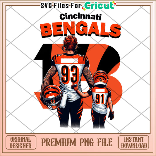 Cincinnati Bengals family design for craft lovers, premium PNG file