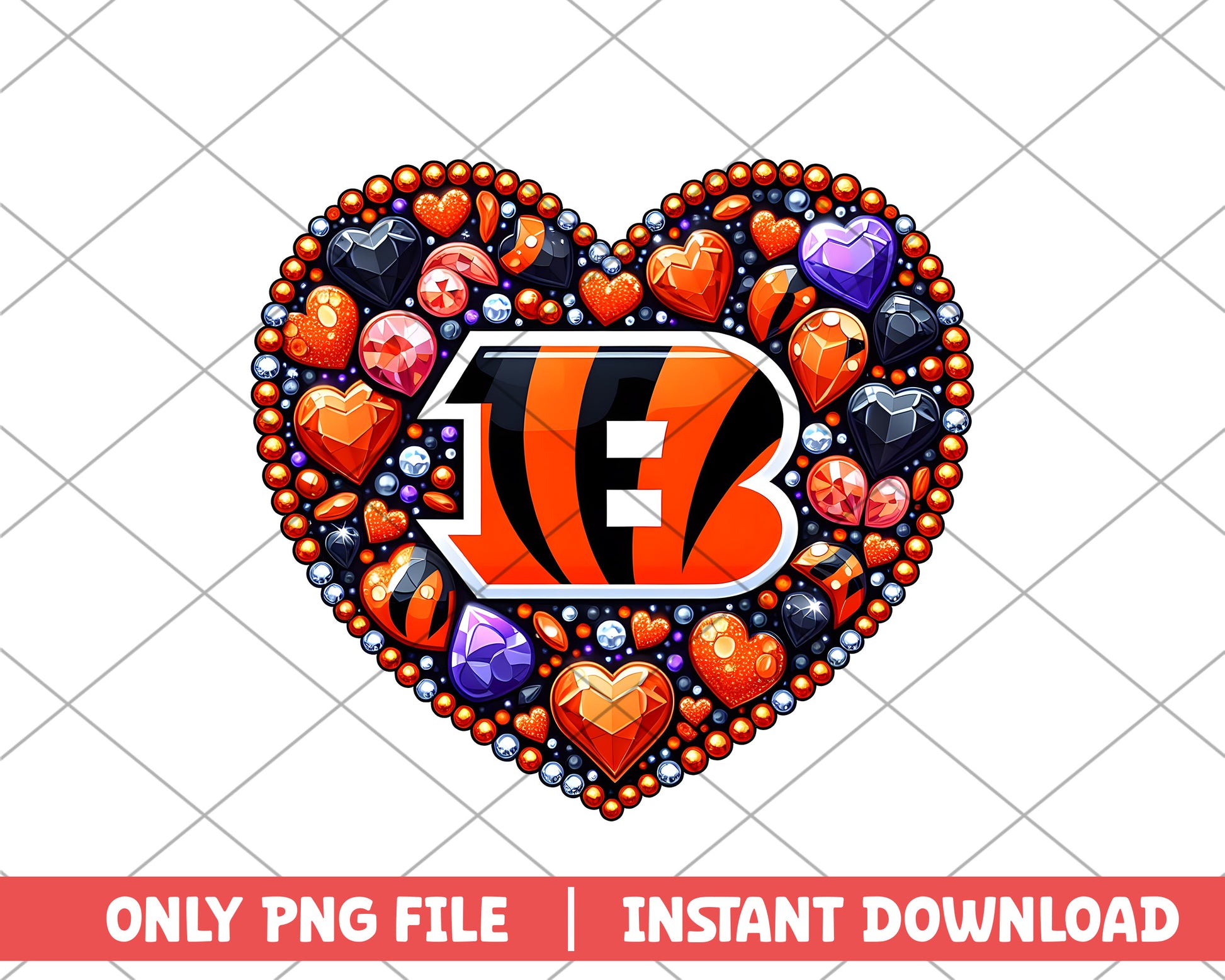 Cincinnati Bengals in heart png, Cincinnati Bengals png