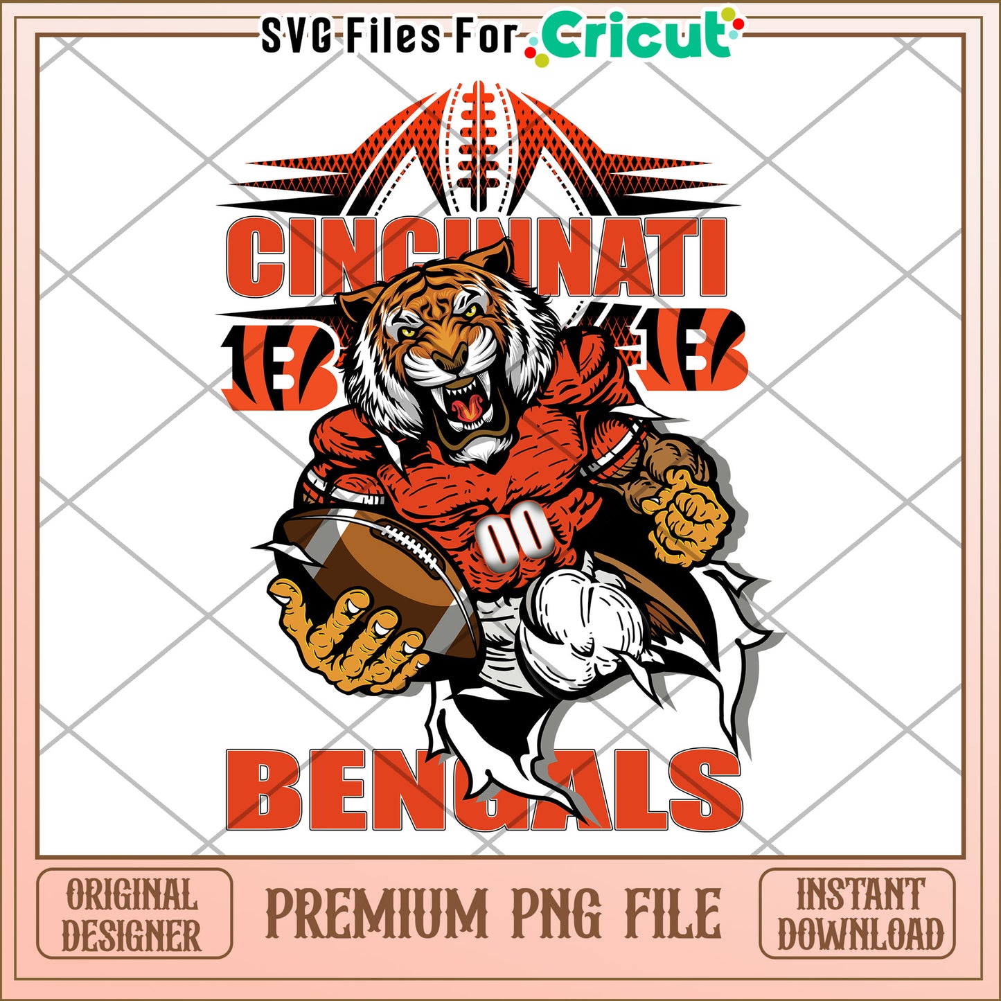 Cincinnati Bengals tiger design for sports fans, perfect for Cricut crafting