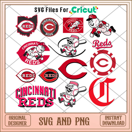 Cincinnati reds svg, Cincinnati reds svg bundle, MLB svg 