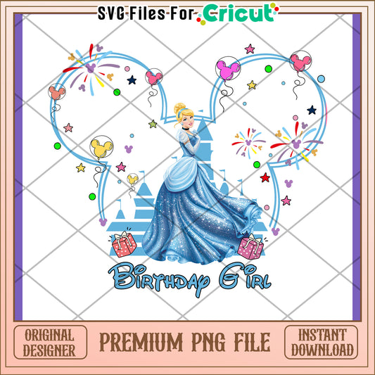 Cinderella Birthday PNG Disney Princess Design
