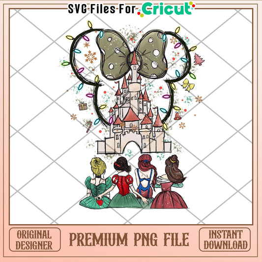 Cinderella Castle with Christmas Lights PNG for Cricut Projects