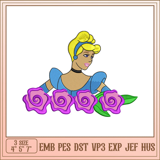 Cinderella Embroidery Design 3 Sizes