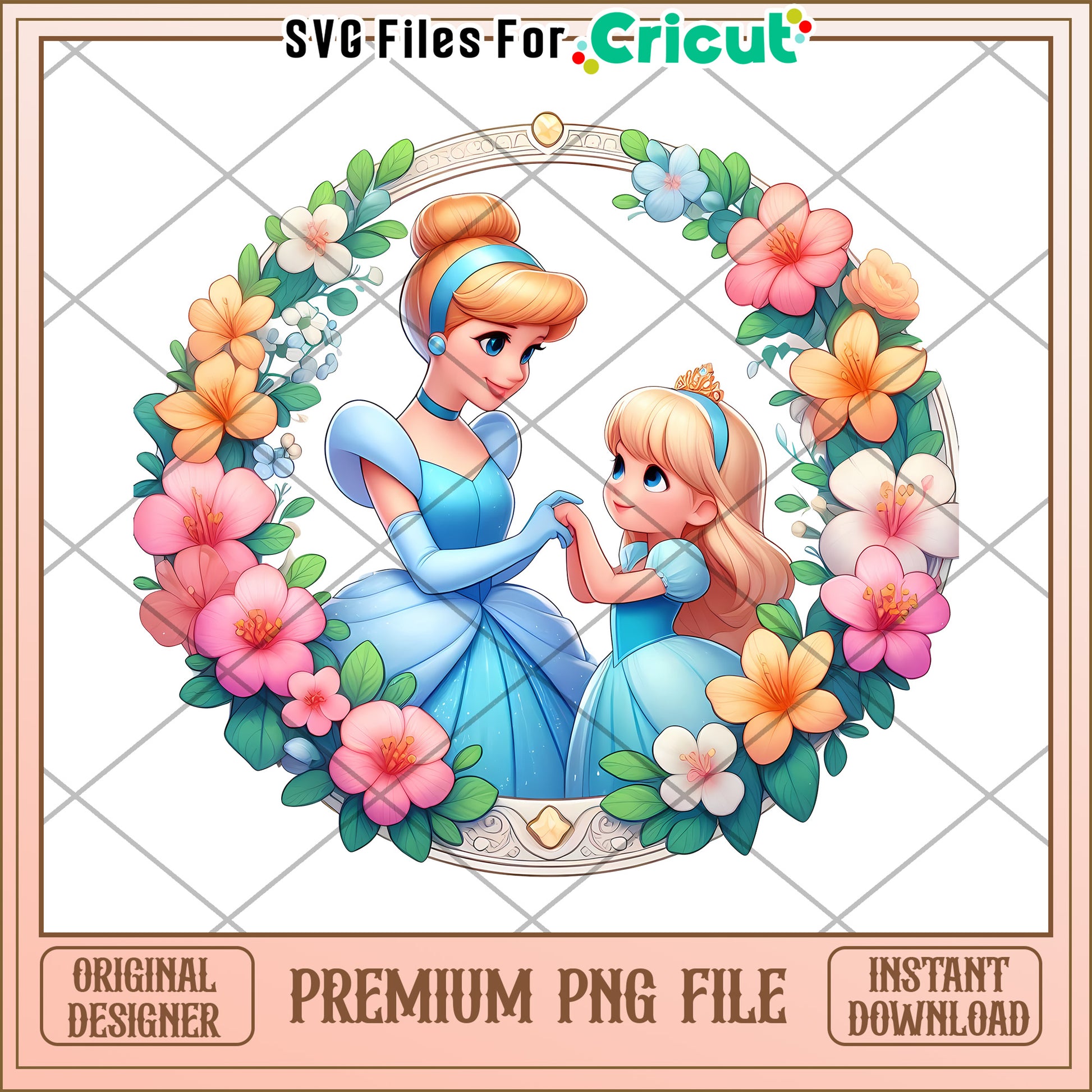 Cinderella Floral PNG Sublimation Design
