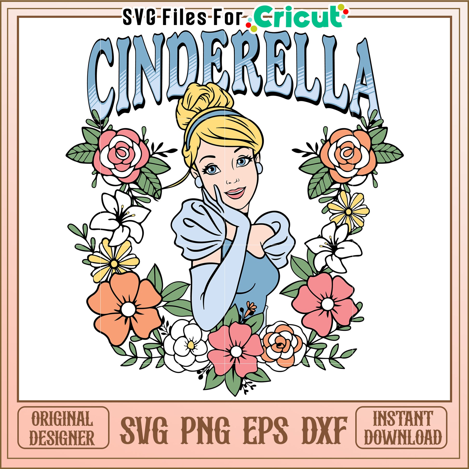 Cinderella SVG PNG EPS DXF Floral Design