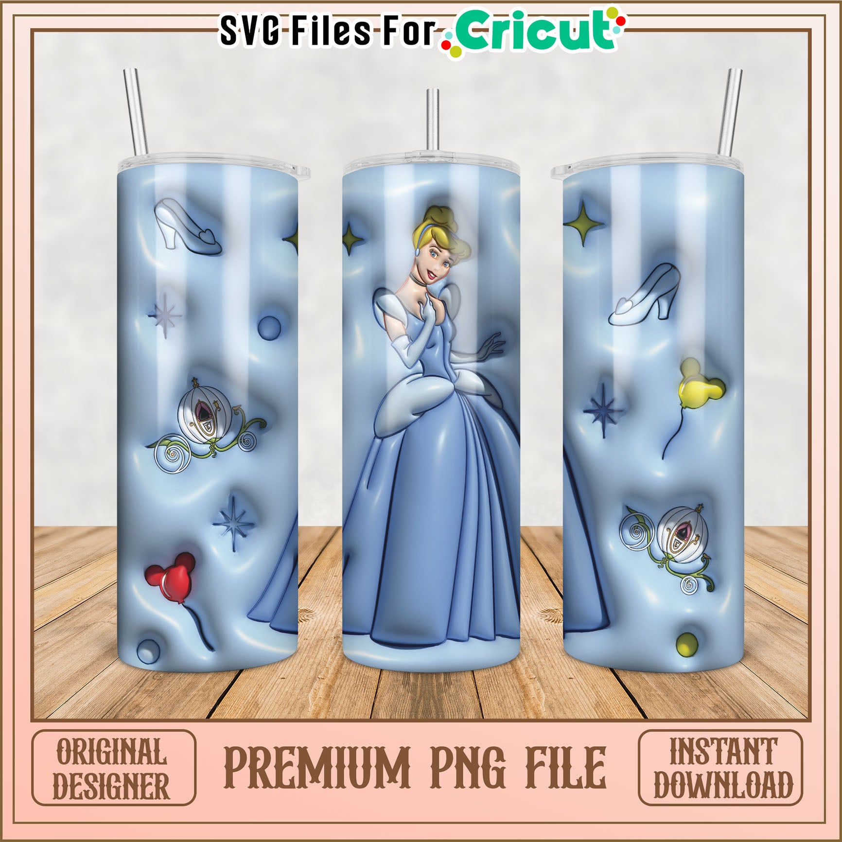 Cinderella Tumbler PNG Design