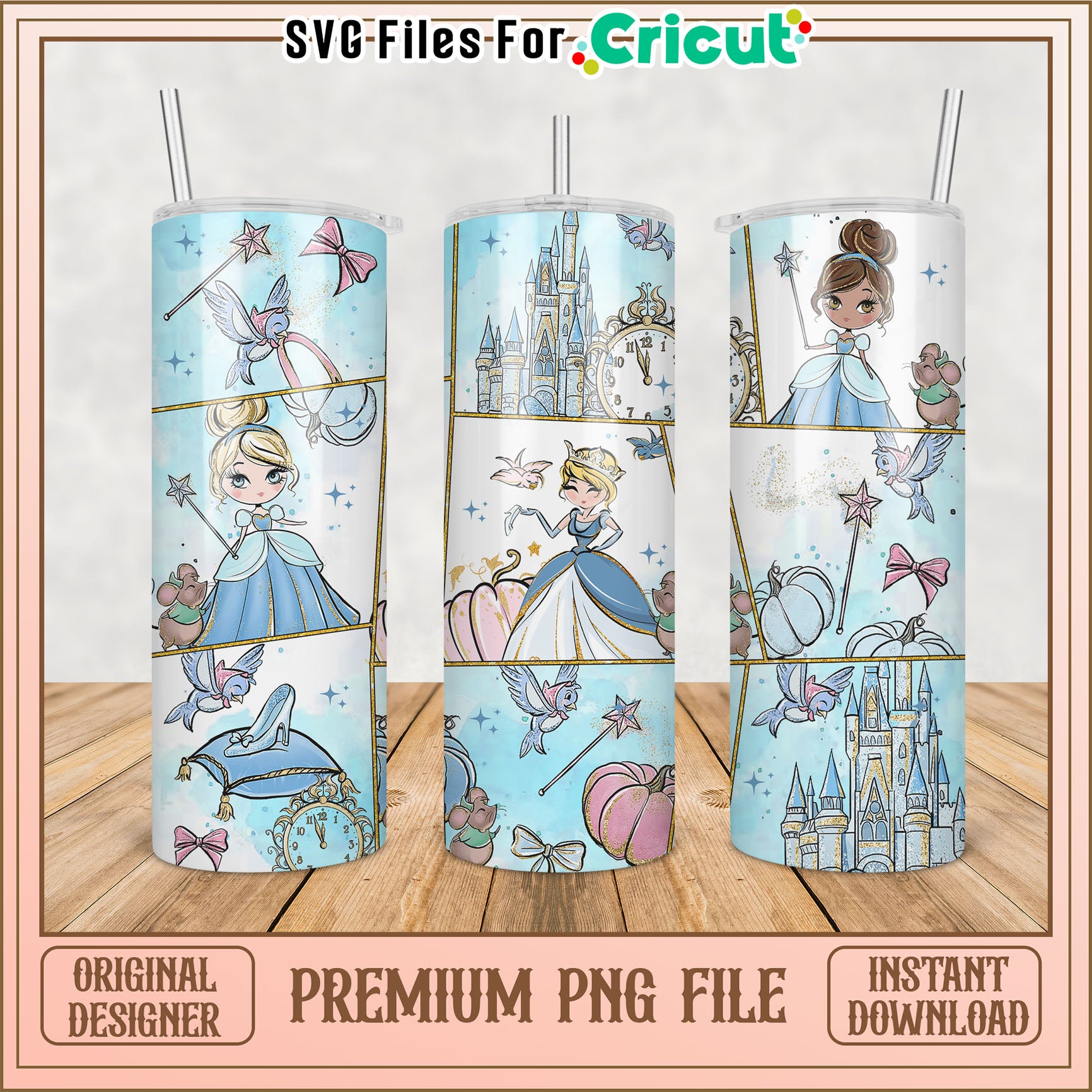 Cinderella Tumbler PNG Sublimation Design