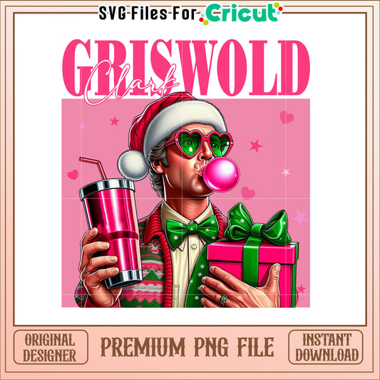 Clark Griswold Christmas PNG Fun Retro Art With Gifts and Drinks