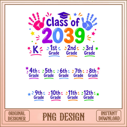 Class Of 2039 Grow With Me PNG, Back To School PNG, Graduation PNG