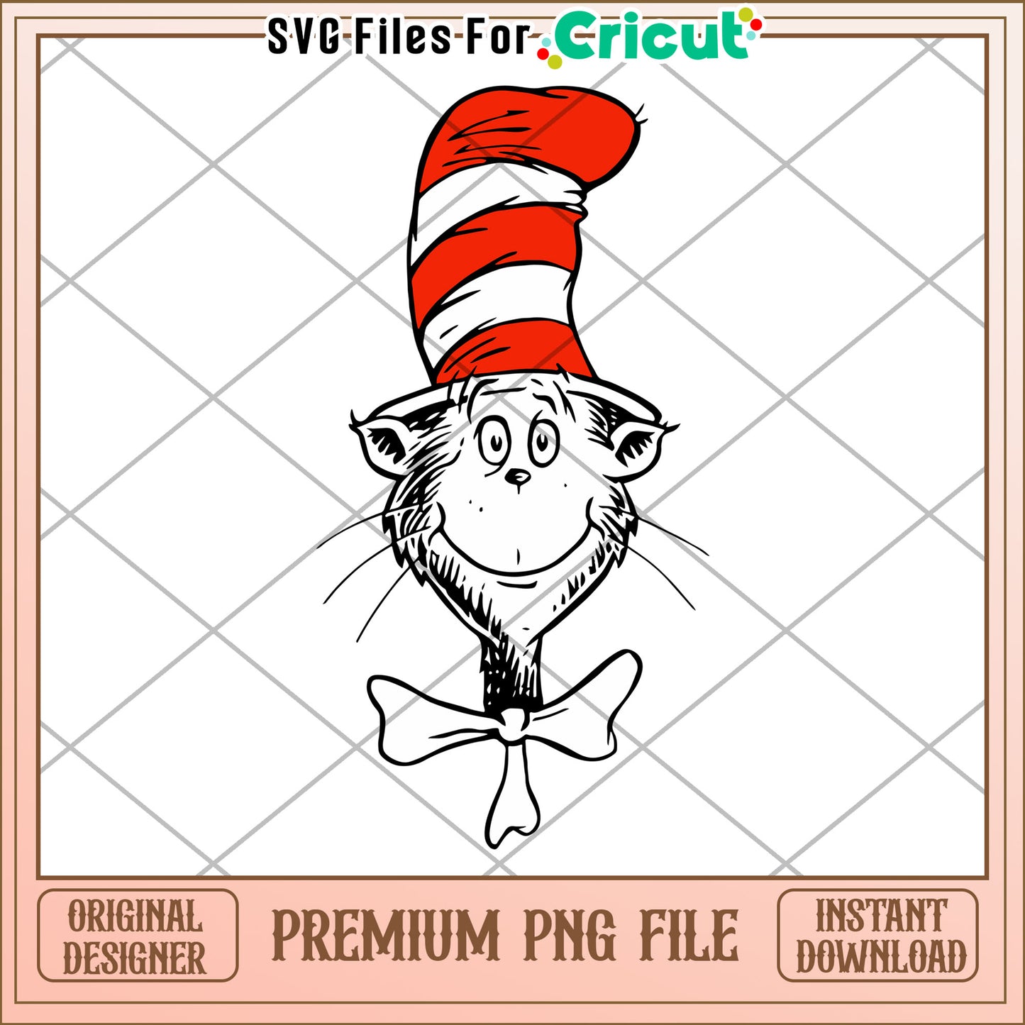 Classic Cat in the Hat PNG File for Crafts and Projects
