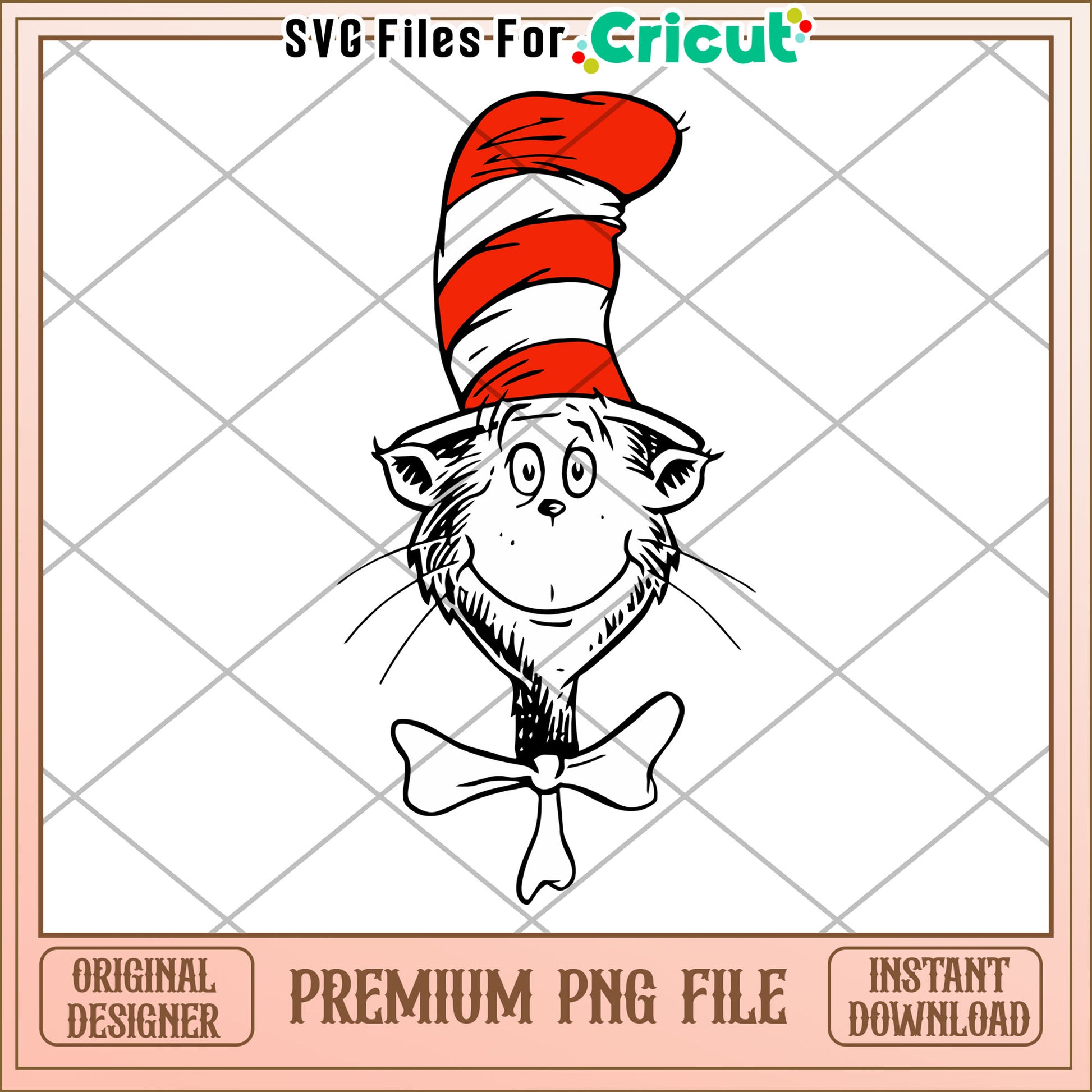 Classic Cat in the Hat PNG File for Crafts and Projects