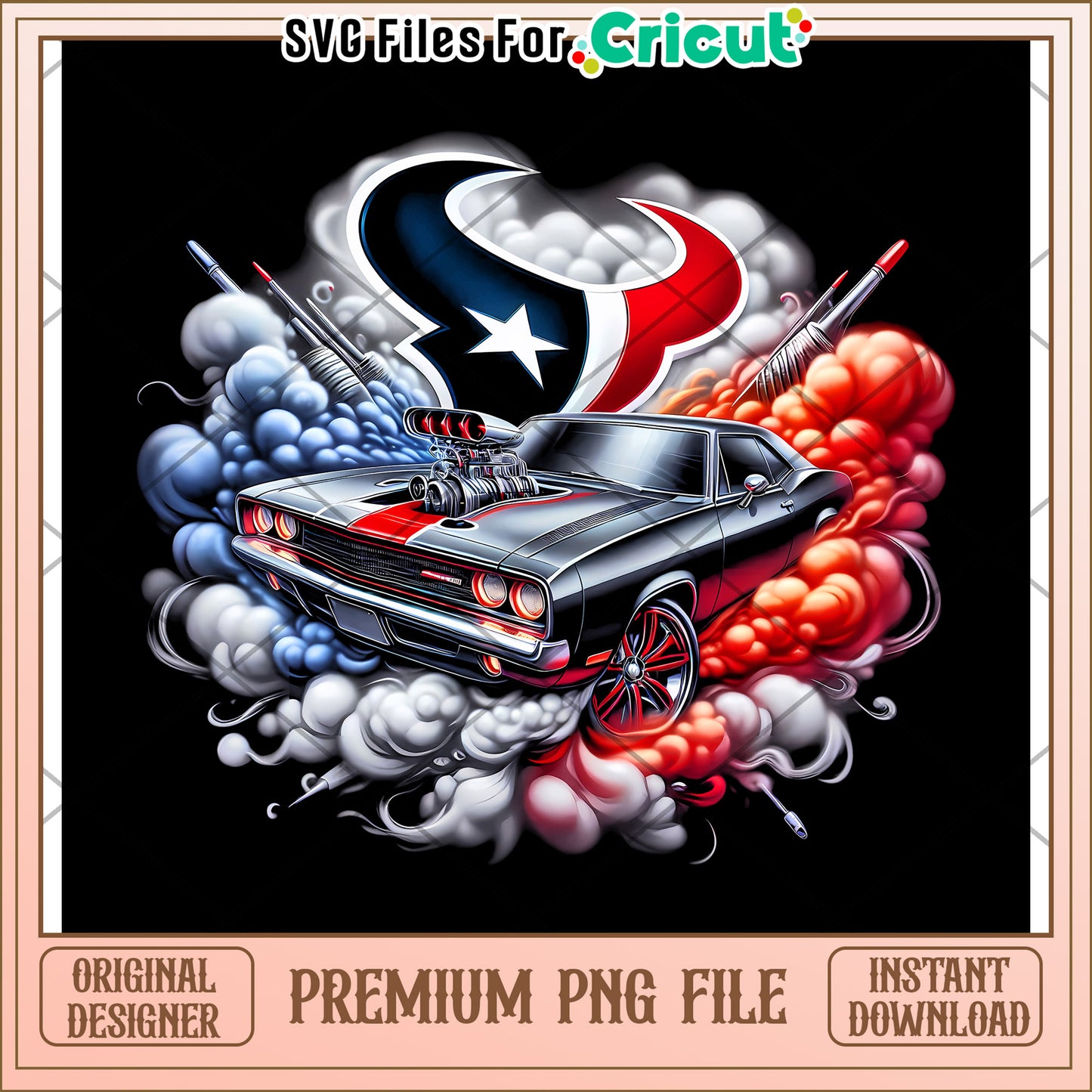 Classic Muscle Car PNG Design for Crafts, Instant Download File