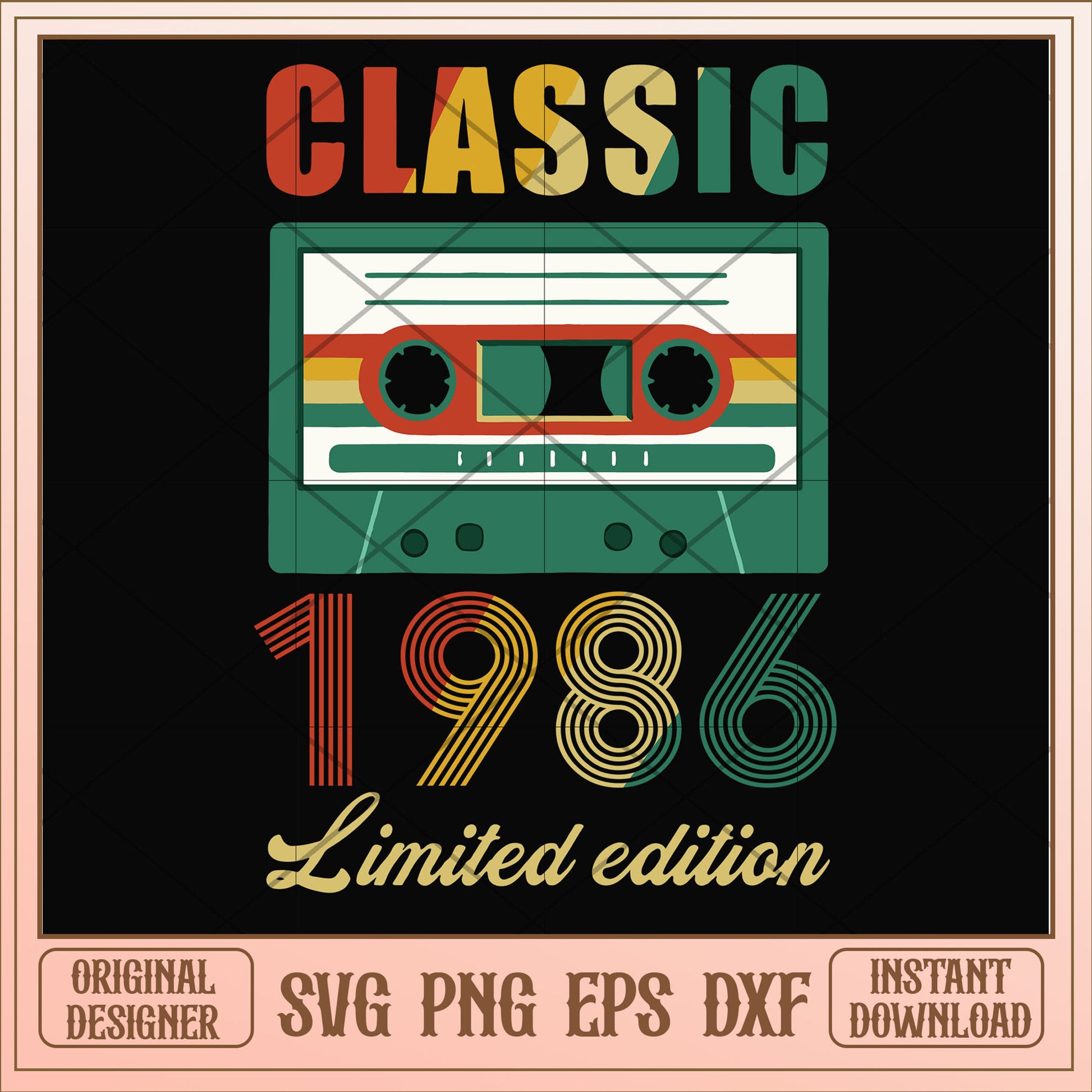 Classic 1986 limited edition svg, limited edition svg, birthday svg