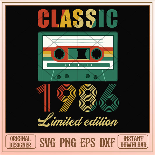 Classic 1986 limited edition svg, limited edition svg, birthday svg