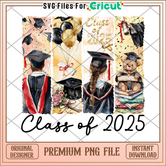 Class of 2025 design png, graduation vibes​ png, school png