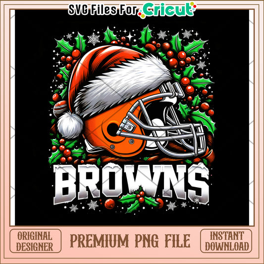 Cleveland Browns Christmas Helmet Design, Perfect for Holiday Crafts