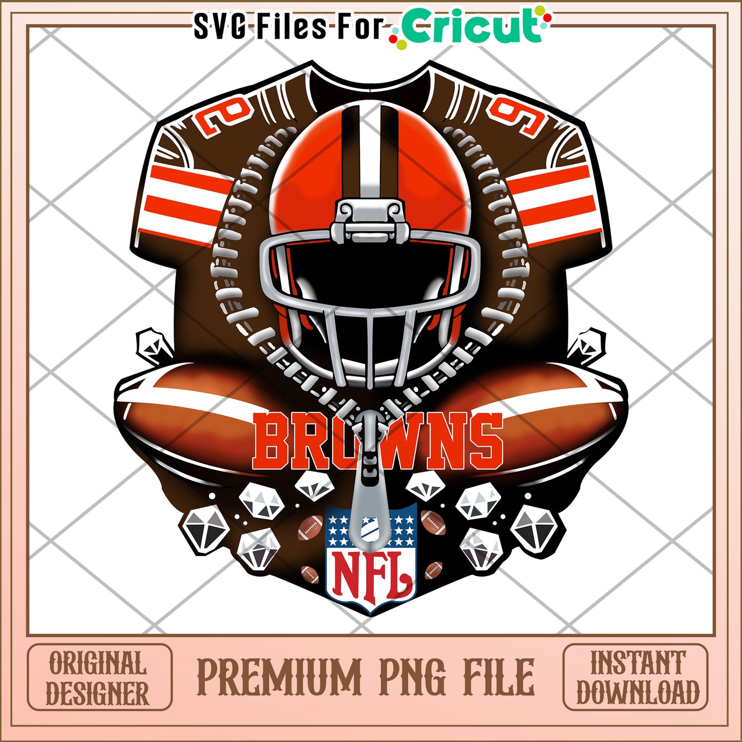 Cleveland Browns Football Design, Premium PNG for Cricut Users