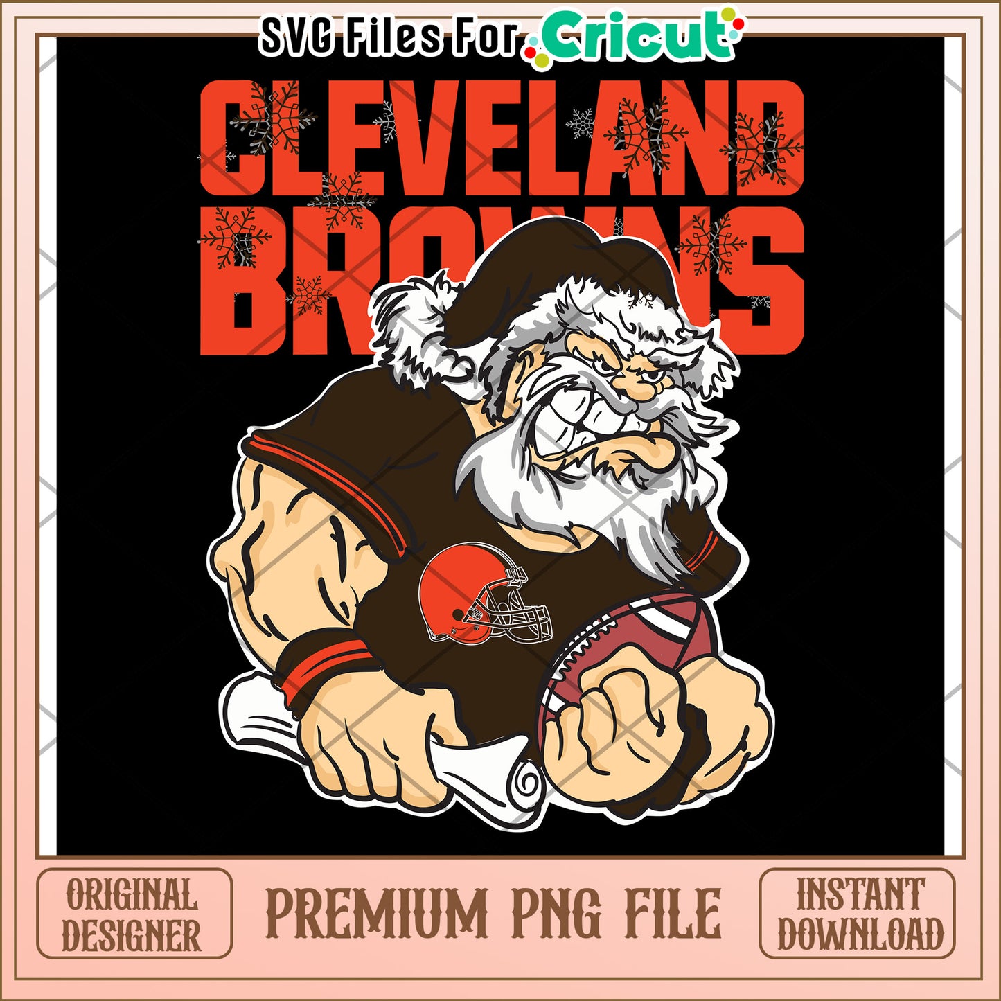 Cleveland Browns Santa illustration for Cricut, premium PNG download