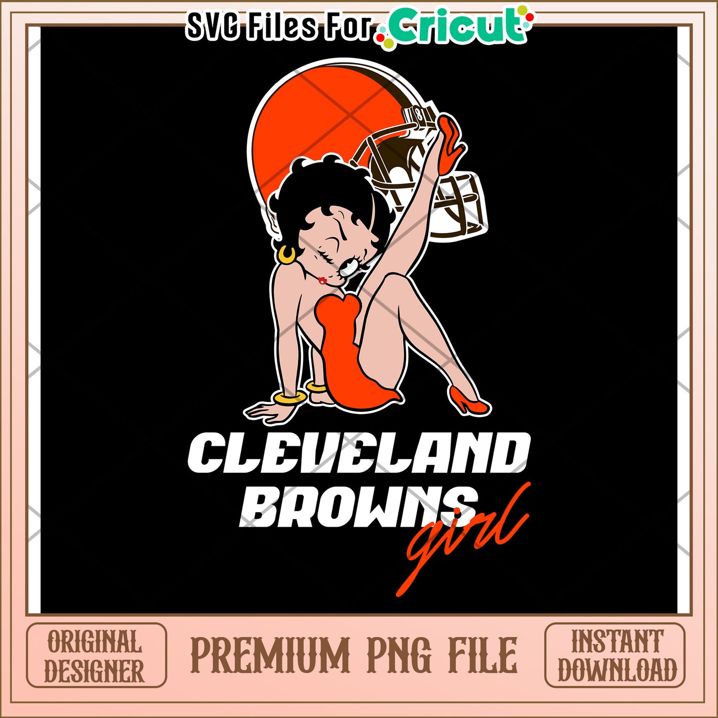 Cleveland Browns girl vintage design, premium PNG file download