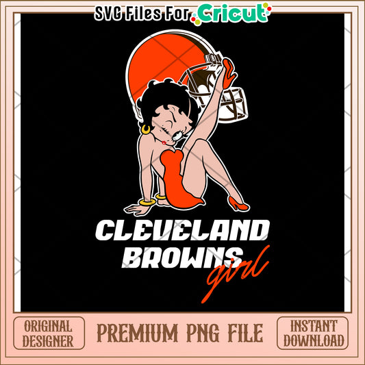 Cleveland Browns girl vintage design, premium PNG file download