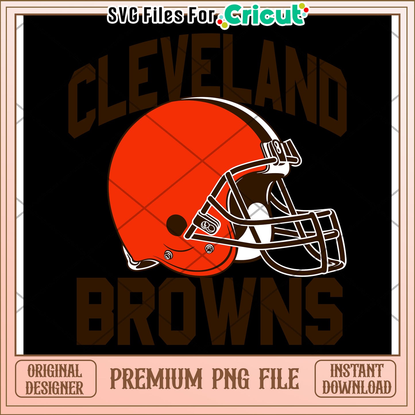 Cleveland Browns helmet design for crafting projects, instant download PNG