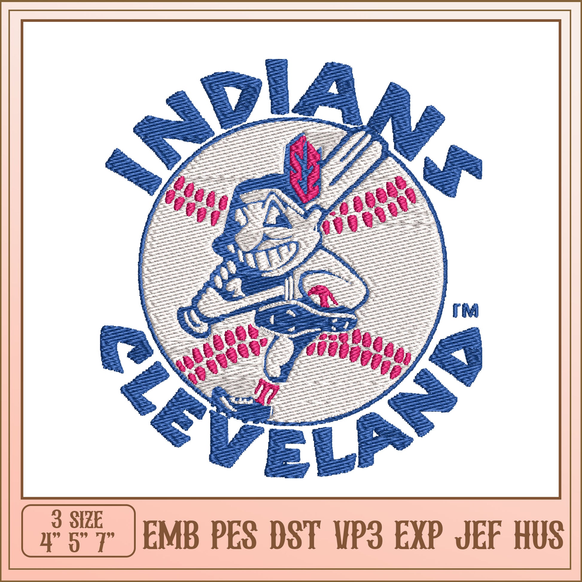 Cleveland Indians Baseball Embroidery Design