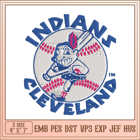 Cleveland Indians Baseball Embroidery Design
