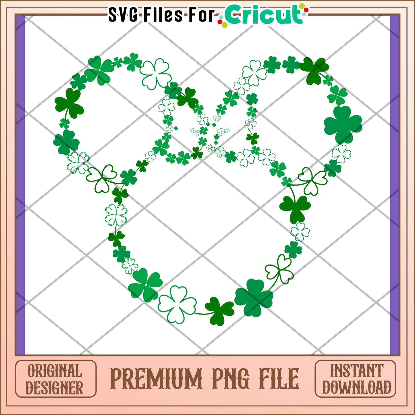 Clover Heart PNG Instant Download