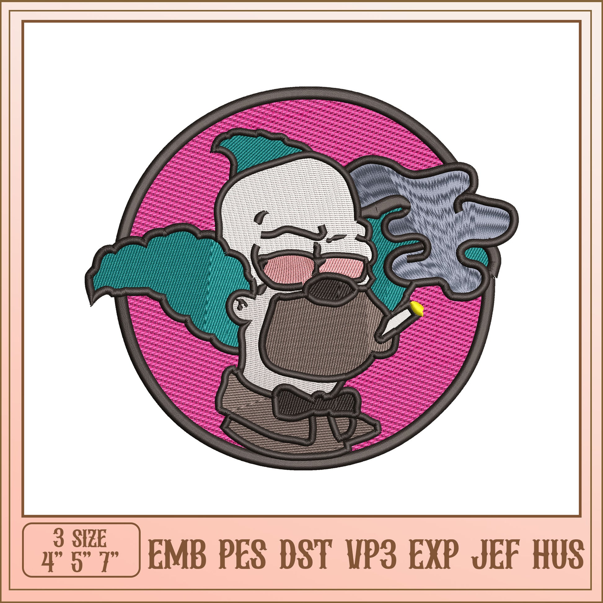 Clown Smoking Embroidery Design