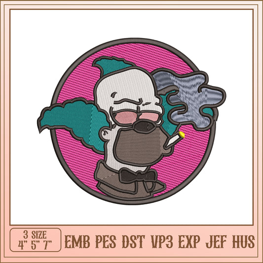 Clown Smoking Embroidery Design
