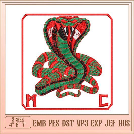Cobra Embroidery Design 3 Sizes
