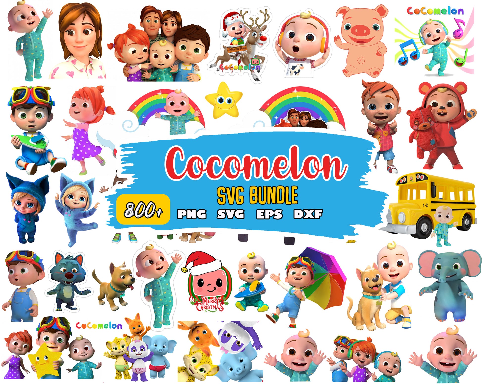 Cocomelon cartoon characters bundle svg, cartoon cocomelon​ svg