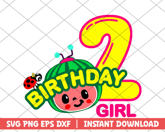 Cocomelon birthday girl 2 cartoon svg 