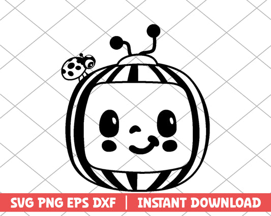 Cocomelon black white cartoon svg 