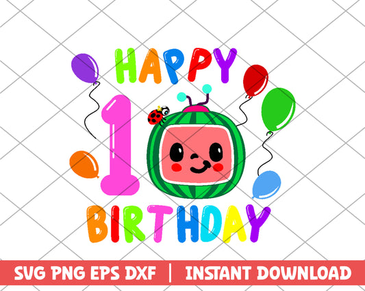 Cocomelon happy 1 birthday cartoon svg 