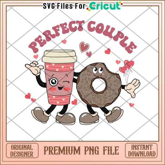 Coffee Donut Couple PNG Valentines Day