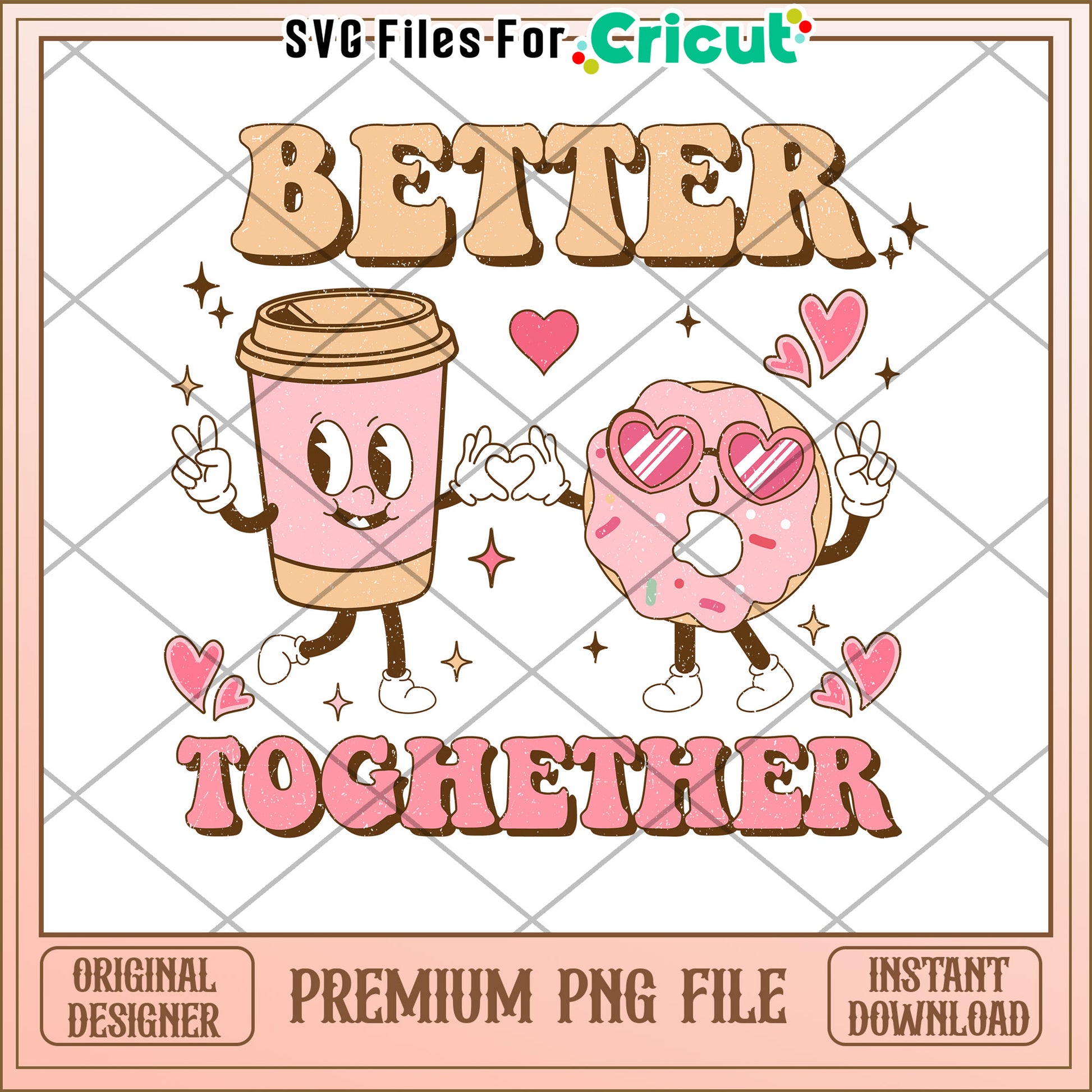Coffee Donut Friends PNG Design