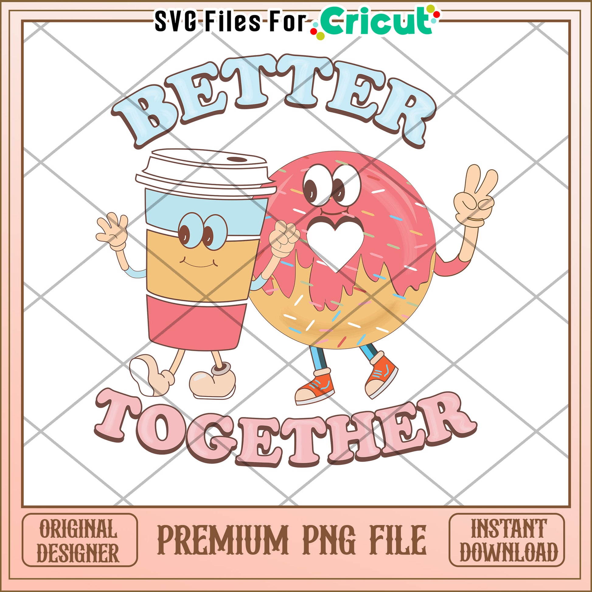 Coffee Donut Friends PNG Sublimation