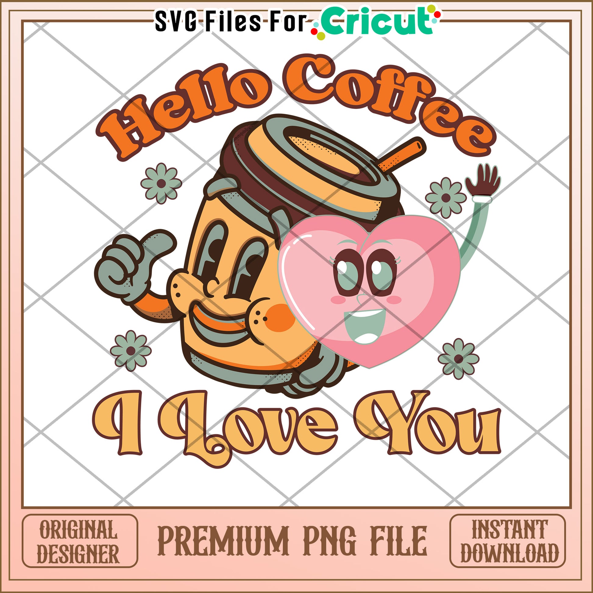 Coffee Love PNG Cute Retro Design