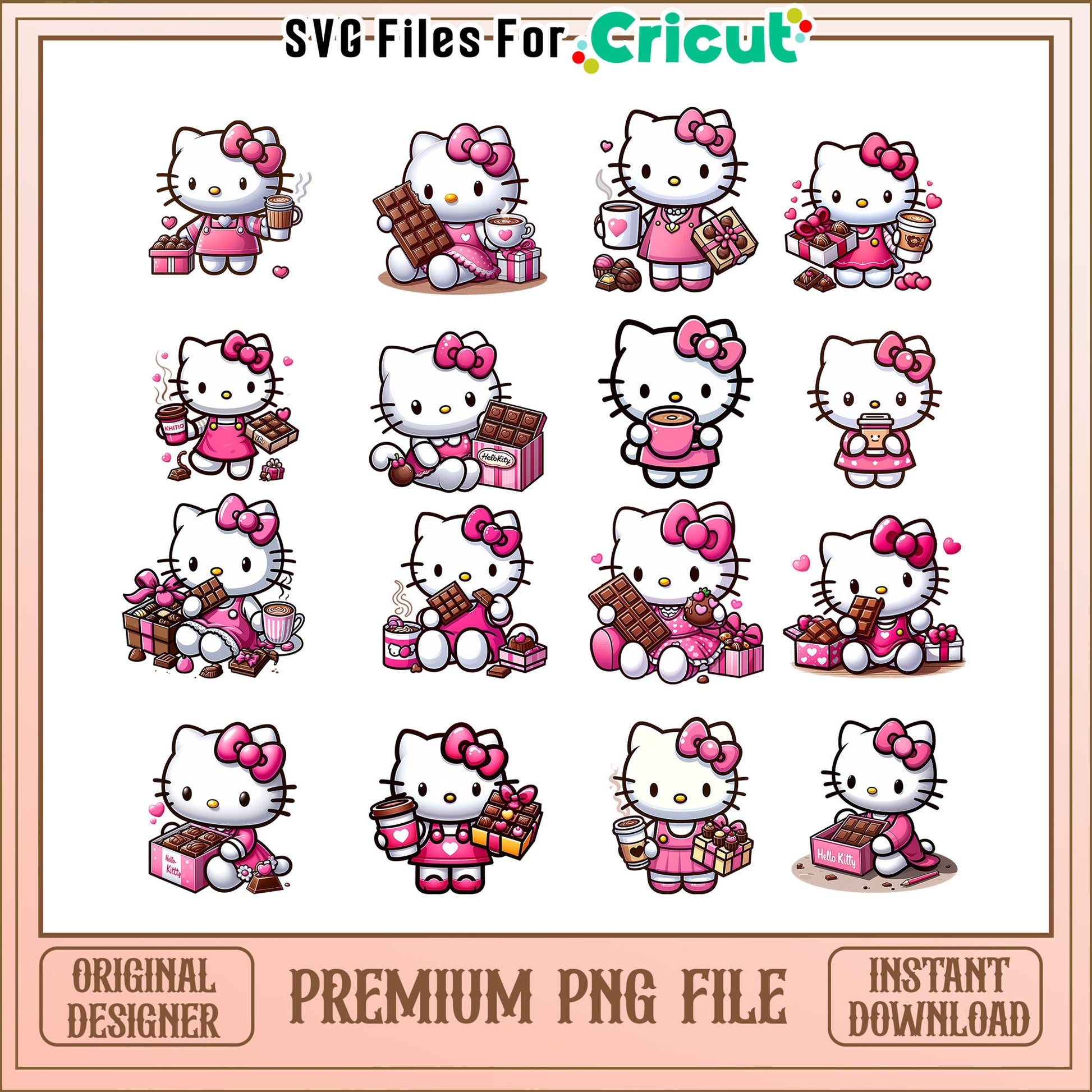 Hello kitty coffee and chocolate bundle png, kitty valentine​ png