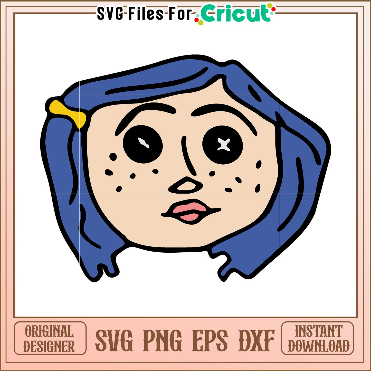 Colarine head design svg, coraline movie svg, sesame toys svg