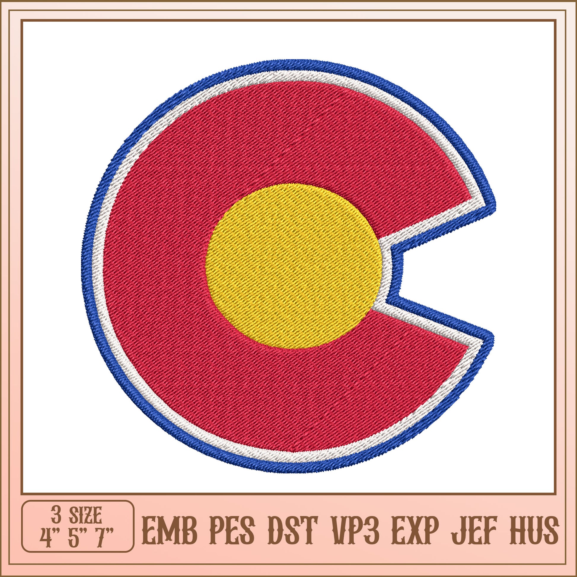 Colorado Flag Embroidery Design