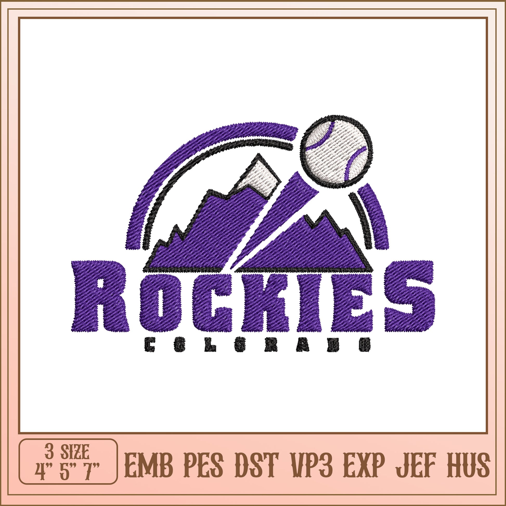 Colorado Rockies Baseball Embroidery Design