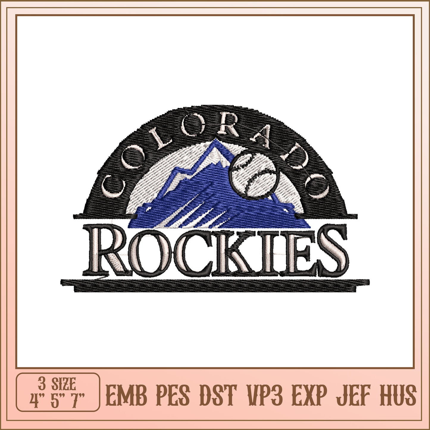 Colorado Rockies Embroidery Design