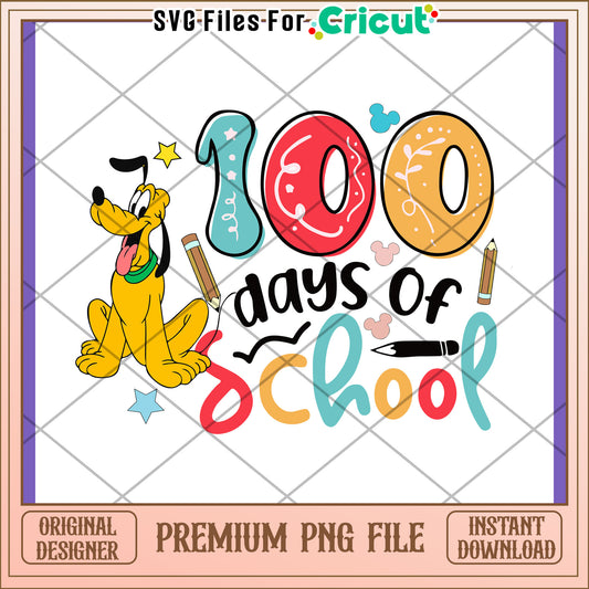 Colorful 100 Days of School PNG Design for Kids