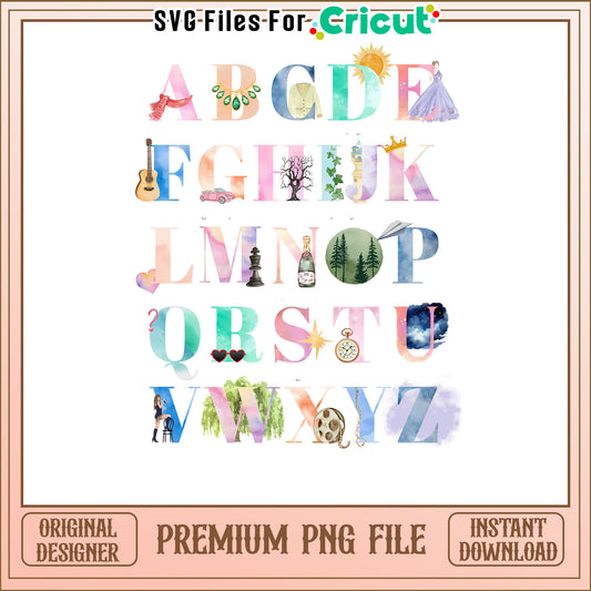 Colorful Alphabet Design for Cricut Projects, Premium PNG Download